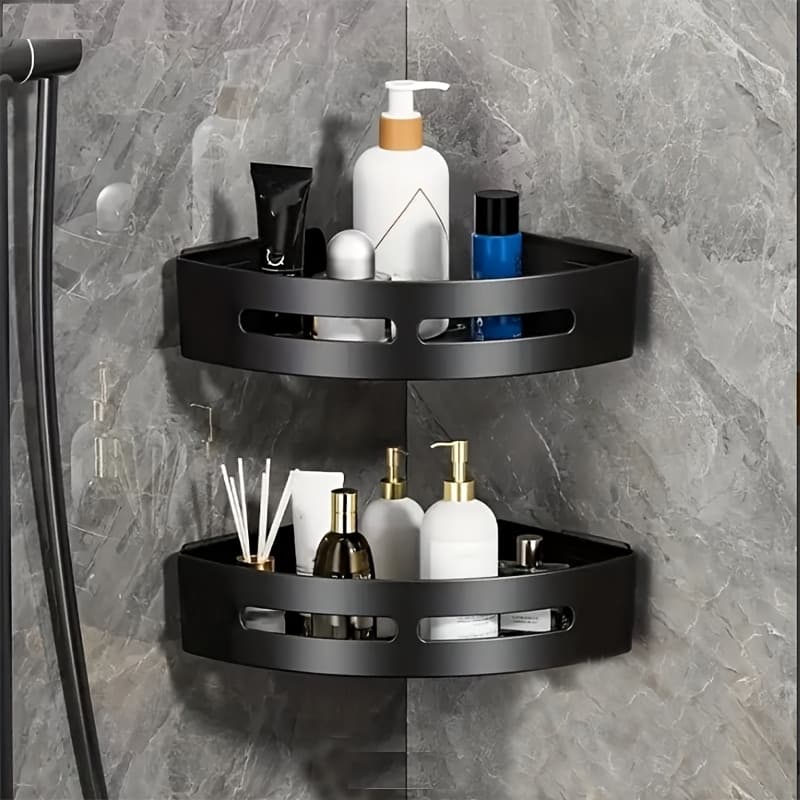 TEMU 2pcs Rustproof Corner Shower Shelves( Products) - Wall-mounted Bathroom Storage Rack With Shampoo Holder, Space-saving Organizer For Inside Shower, Christmas/halloween Gift Decoration