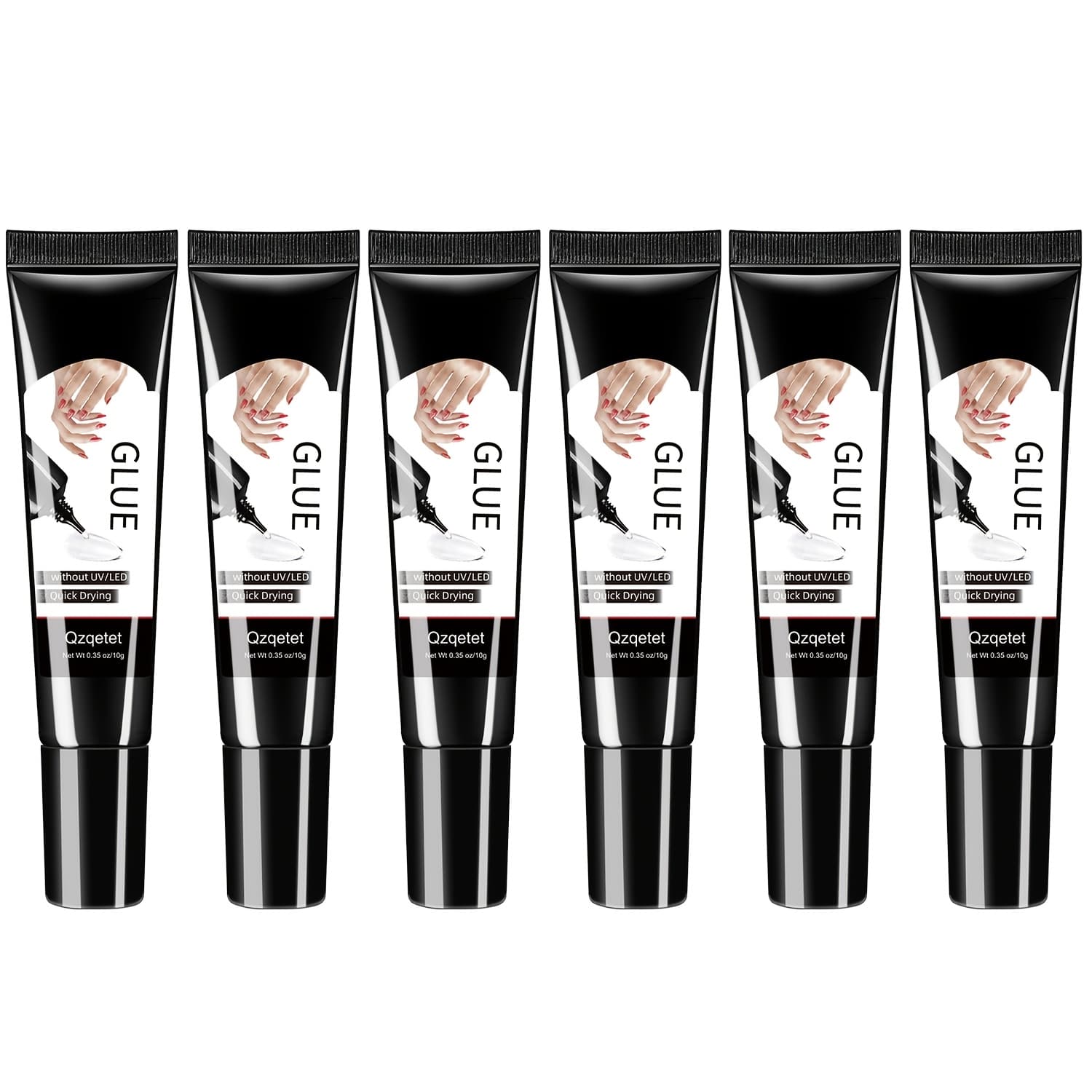 TEMU Super Strong Nail Glue, 10g X 6 Tubes, Suitable For Press-on Nail Art, Nail Tips And Clear False Nails, Mini , Quick-drying Solid Nail Glue, No Lamp Required, Long-lasting, Clean And Hygienic.
