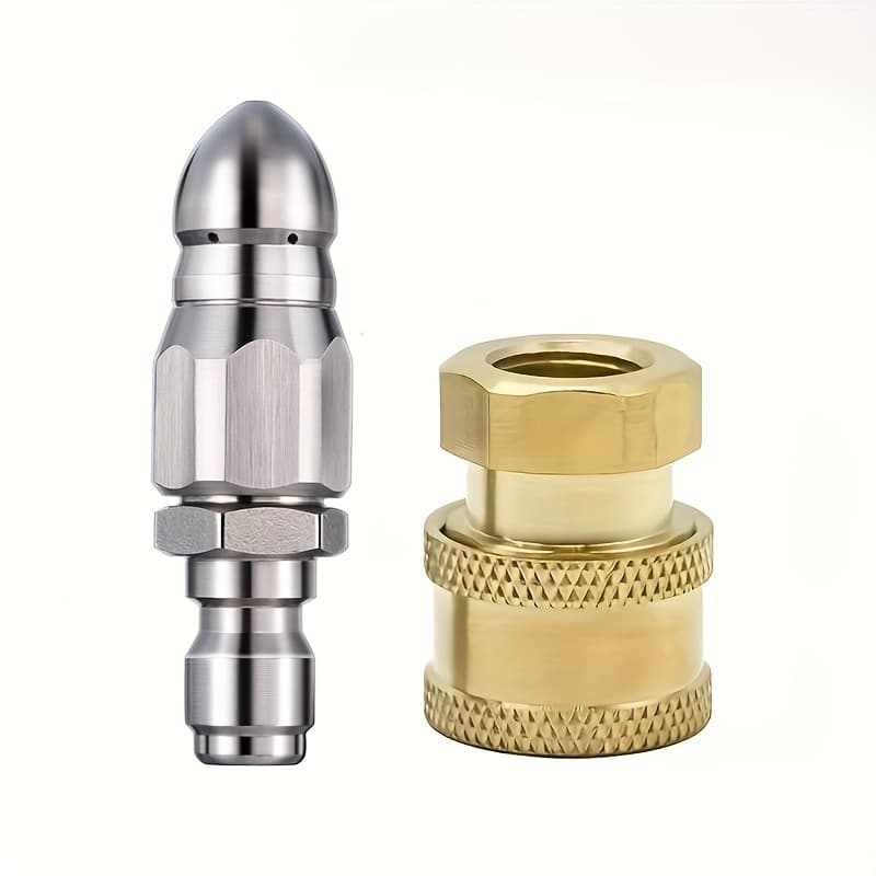TEMU 2pcs High-pressure Washer Drain Nozzles Kit,sewage Nozzles Set,1/4 Inch High Pressure Washer Hose Nozzle, 5000 Psi Sewer Nozzle Connect To Internal Thread Npt, Brass Fitting Connector