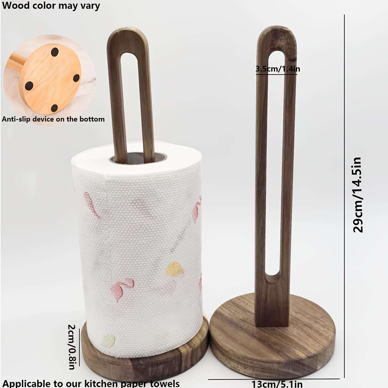 TEMU 1pc - Solid Wood Paper Towel Holder Kitchen Roll Storage Rack For Kitchen Paper Towels - Plastic Wrap, Solid Wood Storage Rack No Drilling Required, Kitchen Supplies, Acacia/pine Transparent