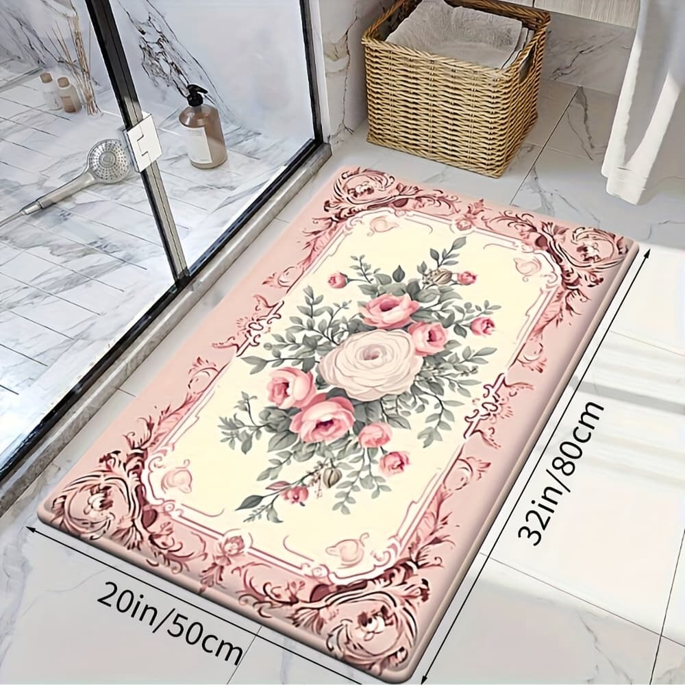 TEMU 1pc, French Bathroom Living Room Ambiance Decor Absorbent Rug Mat, Entrance Door Mat, Washable Home Decor
