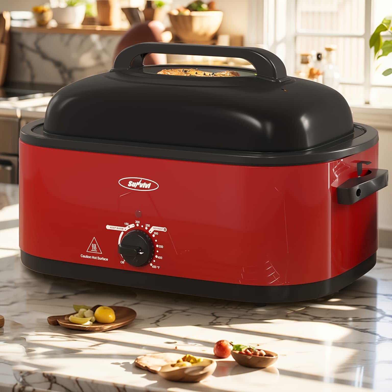 TEMU Royalcraft 28-quart Electric Roaster Oven-large Capacity With Viewing Lid And Versatile Functions For Family , Fits Turkeys Up To 28lb, Valentines Day Gifts/on