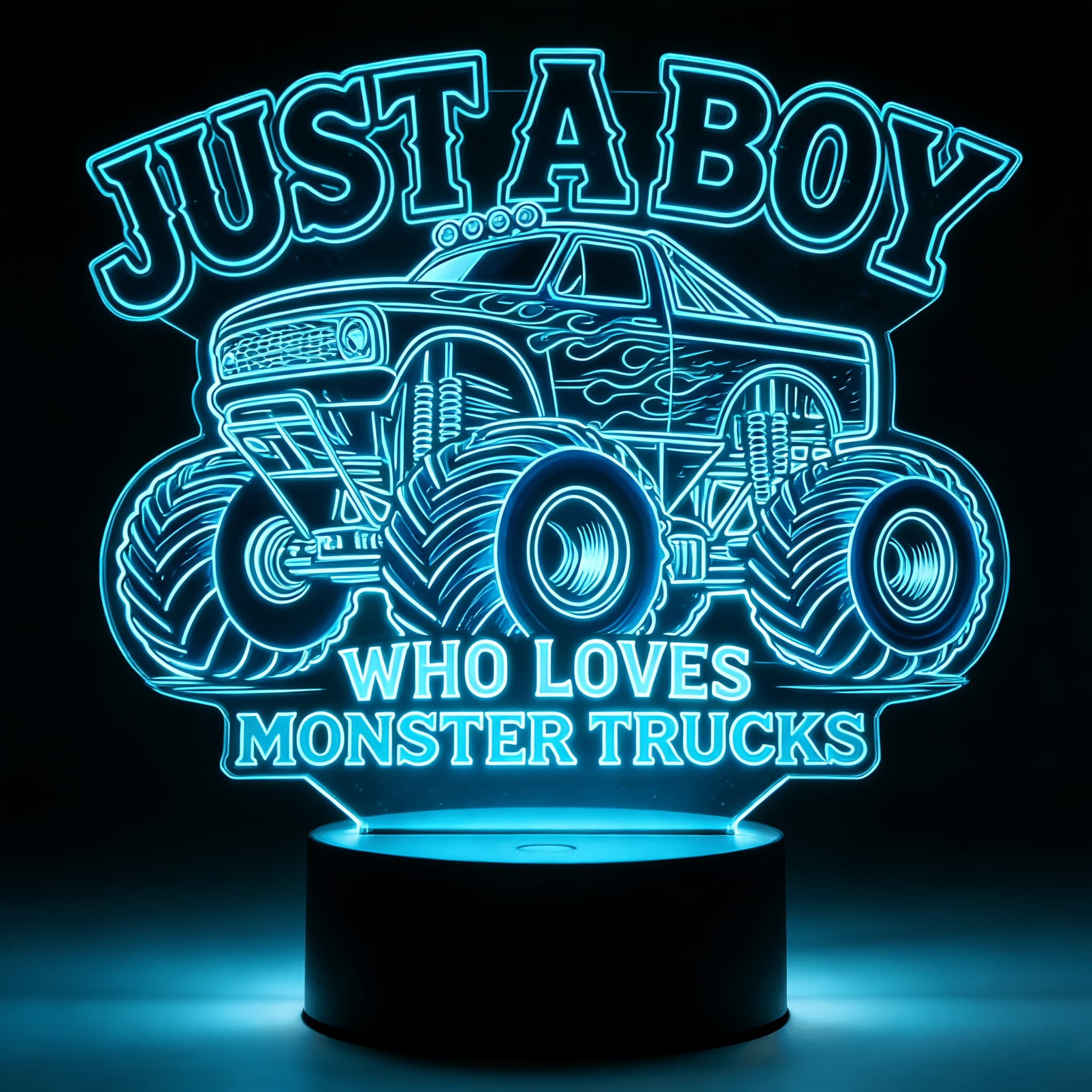 TEMU Birthday Monster Truck 3d Optical Illusion Led Night Light - 7- Lamp For Birthday Gift & Room Decor