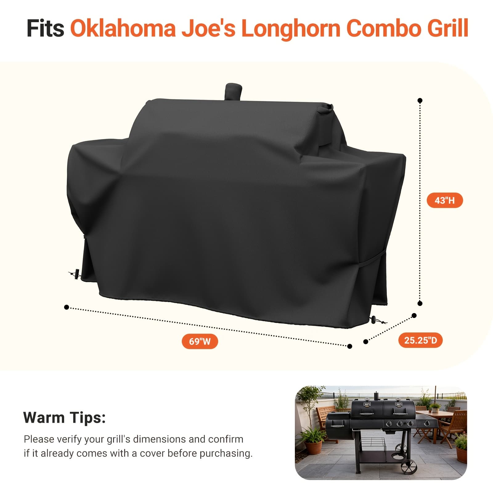 TEMU Shinestar Grill Cover For Longhorn Combo , Heavy Duty Waterproof Bbq Cover, Fade Resistant & Rip Resistant, Protection
