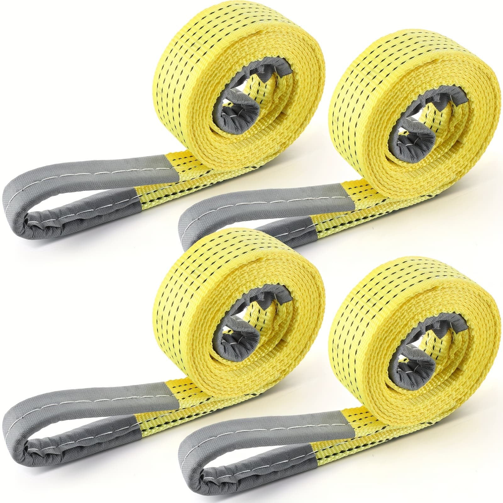 TEMU 4pcs 2'' X 10' 14000lb Lift Sling Straps 1''/2'' X 4'/6'/10'/15' Heavy Duty Web Slings Straps Flat Recovery Polyester Nylon For Hoist Car Outdoor Using