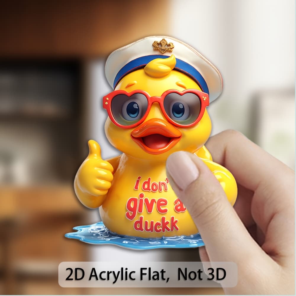 TEMU 2pcs 2d Acrylic Rubber Soft Magnet | Attitude Rubber Duck - A Yellow Duck Wearing Heart-shaped Glasses And A Sailor Hat, A Thumbs Up - Perfect For Humor Enthusiasts, Birthday Gifts