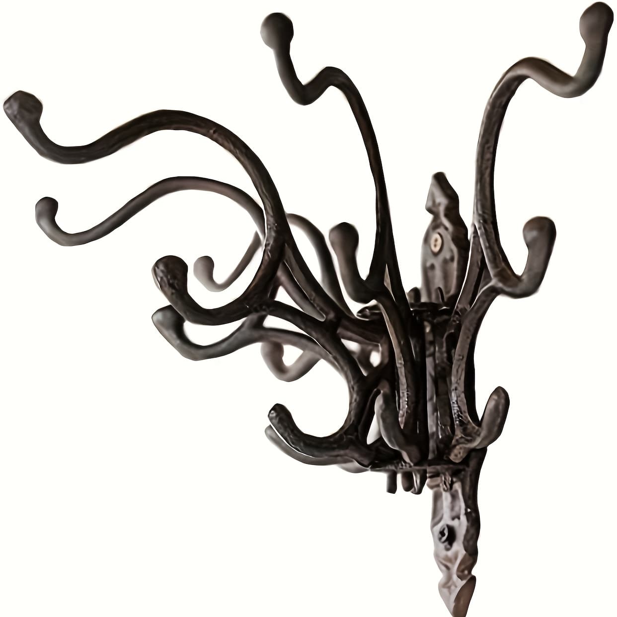TEMU 5-arm Cast Iron Coat Rack | Style, Powder Coated Metal Door Hooks, Wall-mounted, Brown, For Indoor/outdoor Entry, Bedroom, Kitchen Storage - Multipurpose Wall Hanging Coat And Hat Organizer