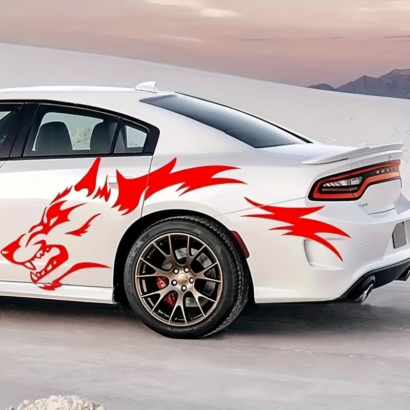 TEMU 2pcs Wolf Stickers, Trim, Body Side Trim Stickers, Vinyl Trim Stickers,
