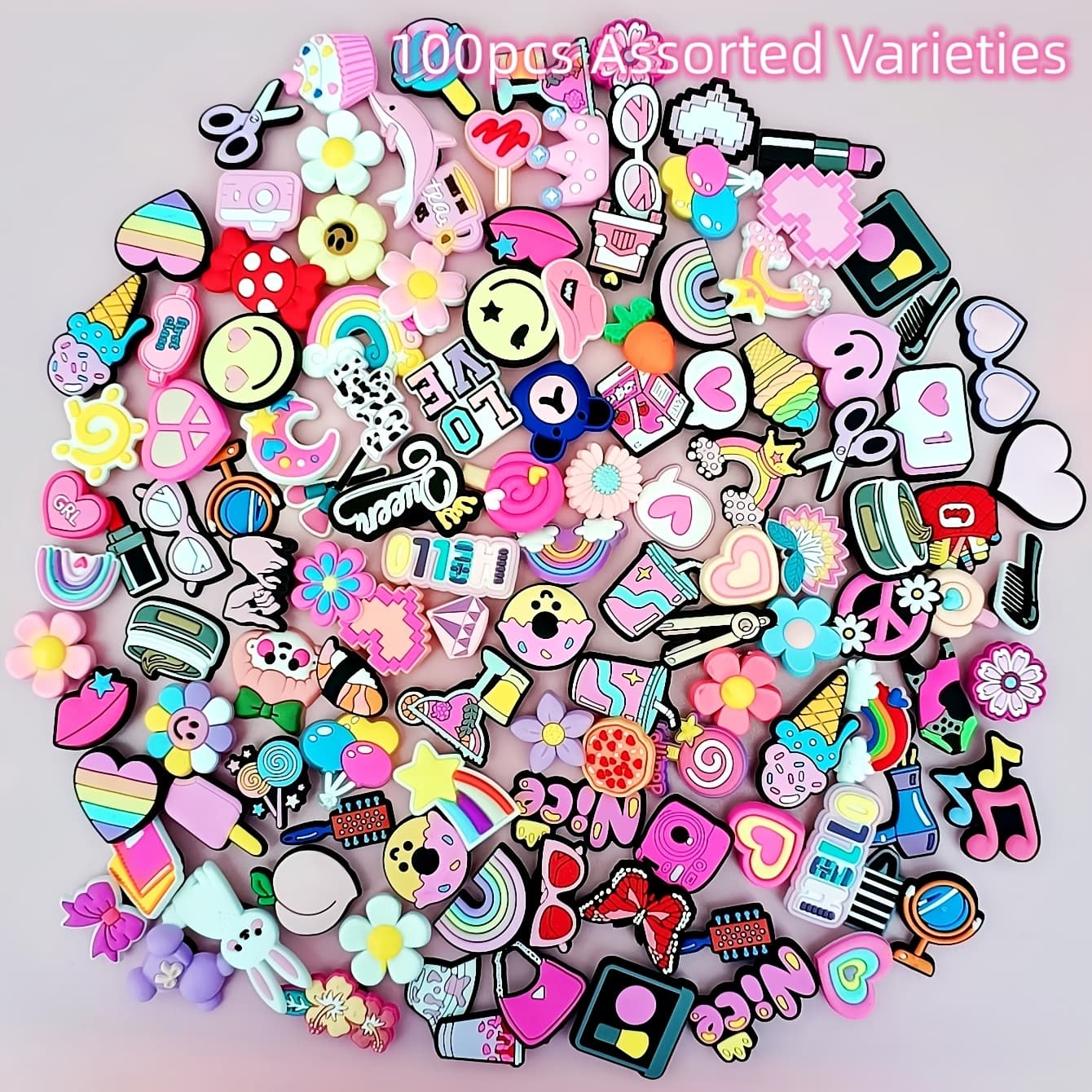 TEMU 20/25/30/100pcs Women's Shoe Accessories Set, Gift For , Pink Assorted Accessory Set, Bag Accessories [random Styles]