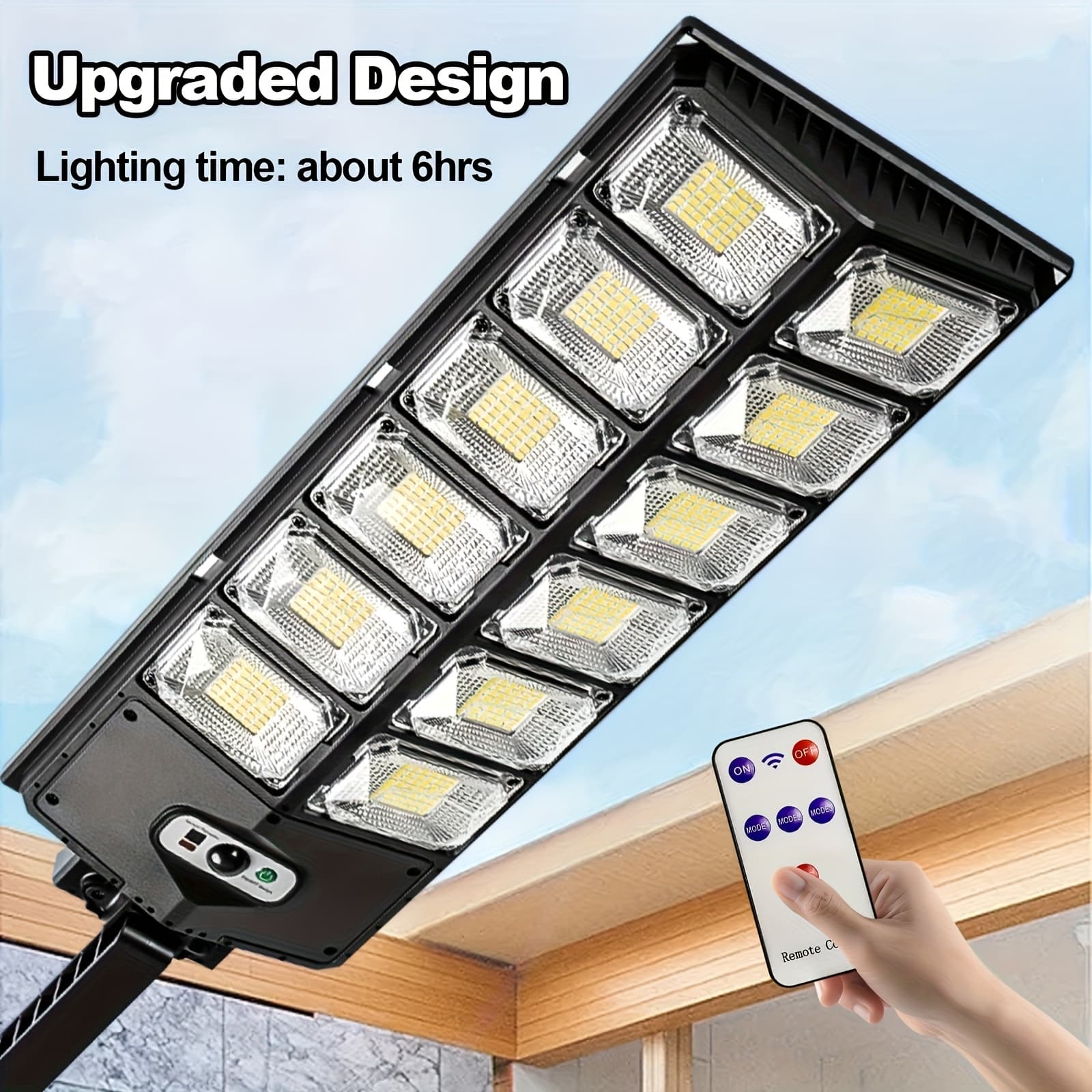 TEMU Solar Street Lights Outdoor Waterproof, Ip44 Solar Street Lights, 504leds Solar Parking Lights Solar Street Lights Dusk To Dawn, Solar Floodlights For Yards, Decks, Gardens