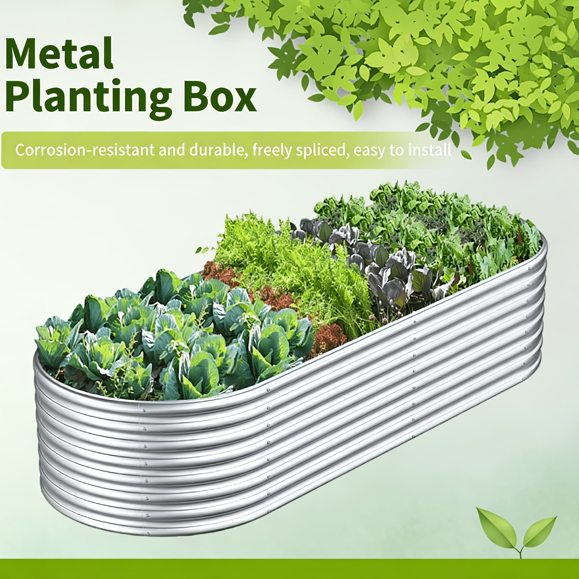 TEMU 1/2pcs Galvanized Raised Garden Bed Kit | Oval Large Metal Planter Garden Boxes Outdoor, Rust Resistant