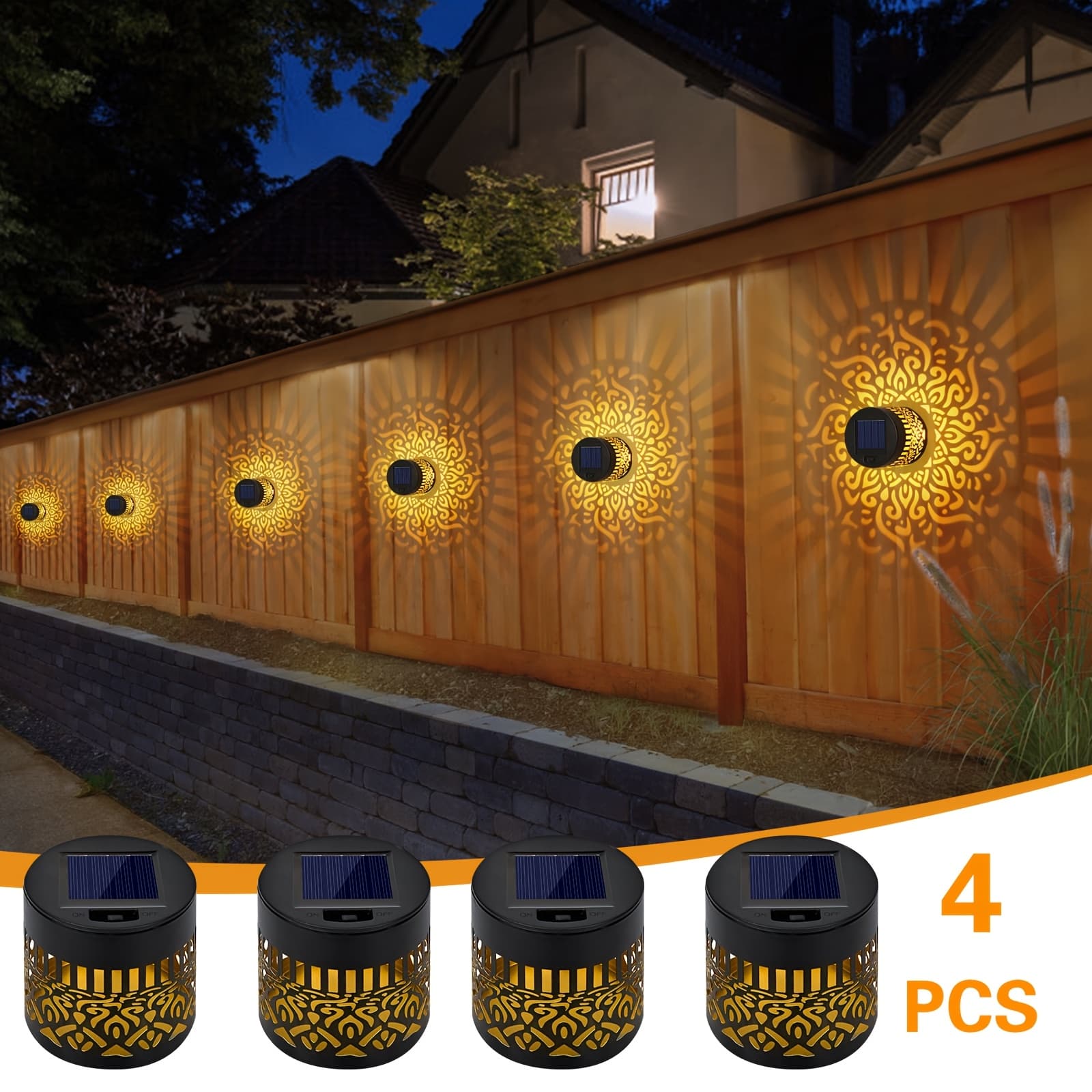 TEMU 1/2/4pcs Of Solar Fence Lights With A For Outdoor Walls, Featuring Ip65. Metal Solar Deck Step Lights Are Perfect For Courtyard Decoration And Make Great Festival Gifts