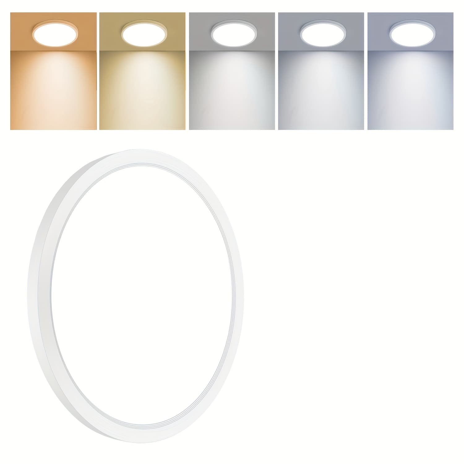 TEMU 16 Inch Led Flush Mount Ceiling Light, 2700k/3000k/3500k/4000k/5000k Adjustable, 28w 3000lm, Slim Dimmable Ceiling Light Fixture, Modern Round Flat Lights For Bedroom, Kitchen, Living Room
