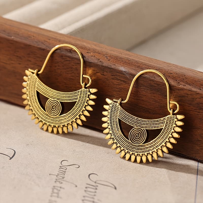 TEMU Hoop Earrings, Golden Color Hoop Earrings, Statement Earrings, Half Moon Earrings, Jewelry, Gift For Her