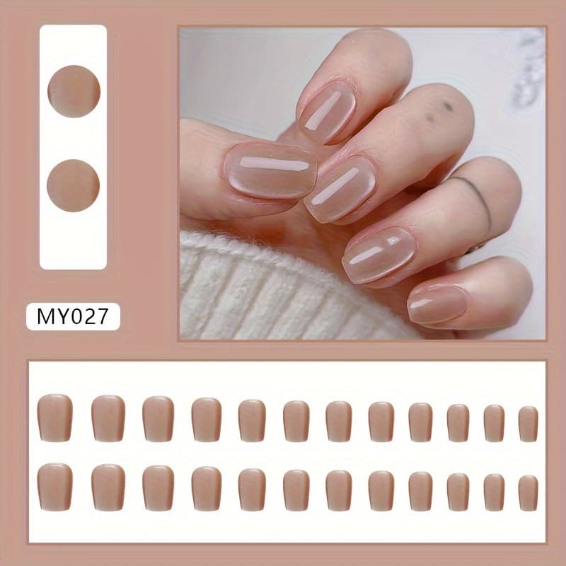 TEMU Pure Cat Wearable Nail Short Nail Flashing White Artificial Nail Wearable Nail