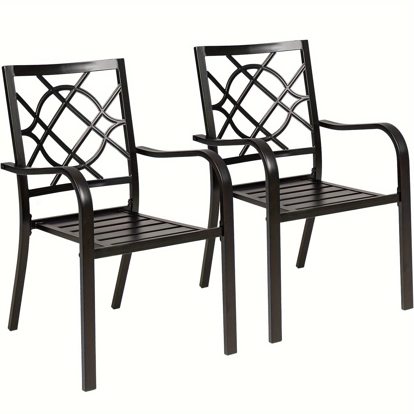 TEMU 2pcs Patio Chairs Outdoor Metal Stackable Dining Chairs, Black