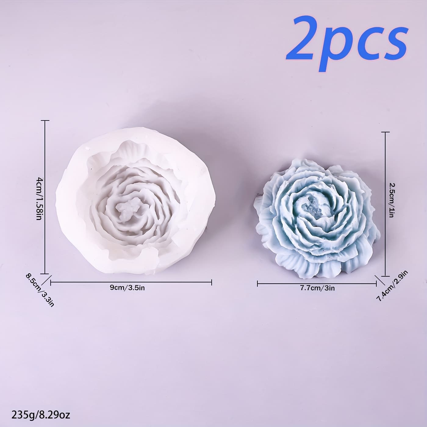 TEMU 2pcs Jumbo Silicone Molds, For Wedding Valentine's Day, Floral Decor, Soap Making Mold Candle Ornaments