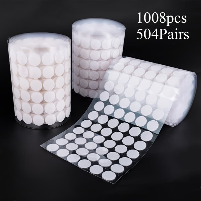 TEMU 1008pcs 504 Pair 15mm/0.59 Inch Diameter Strong Self Adhesive Dots For Classroom Nylon Sticky Back Hook Loop Strips, Dots Stickers Tapes, White