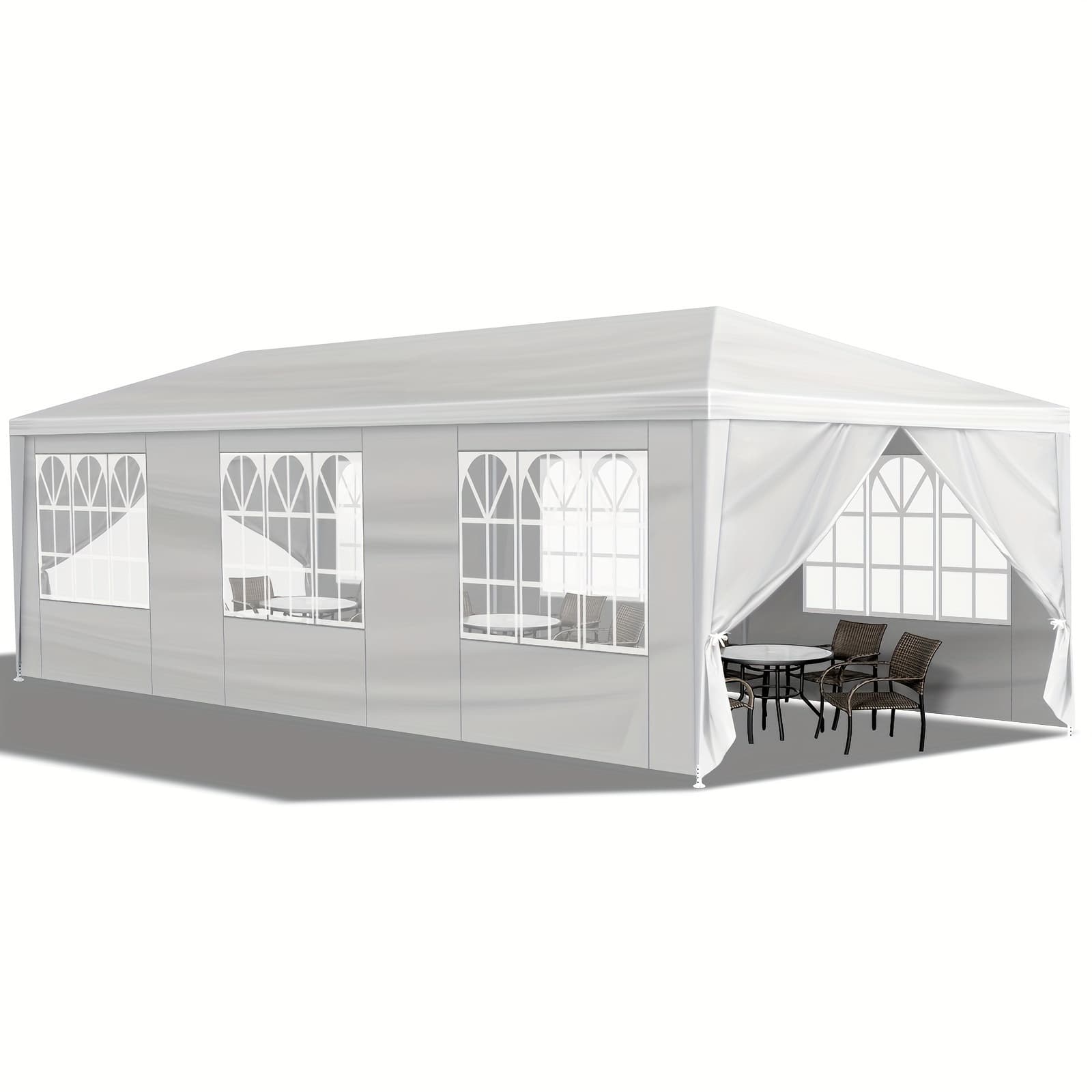 TEMU 10'x30' Canopy Tent Party Wedding Tent With 0/5/7/8 Removable Waterproof Canopy Patio Wedding Gazebo