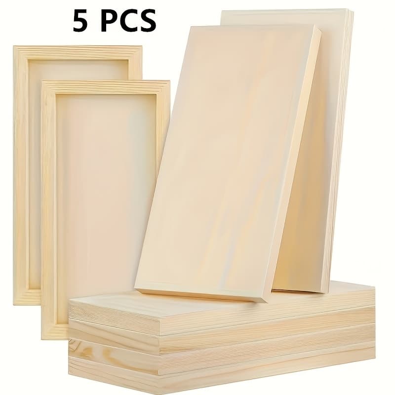 TEMU Set Of 5 Unpainted Wooden For , Each 0.8 Inches Thick, Perfect For Artists Looking To Craft Three-dimensional Frames