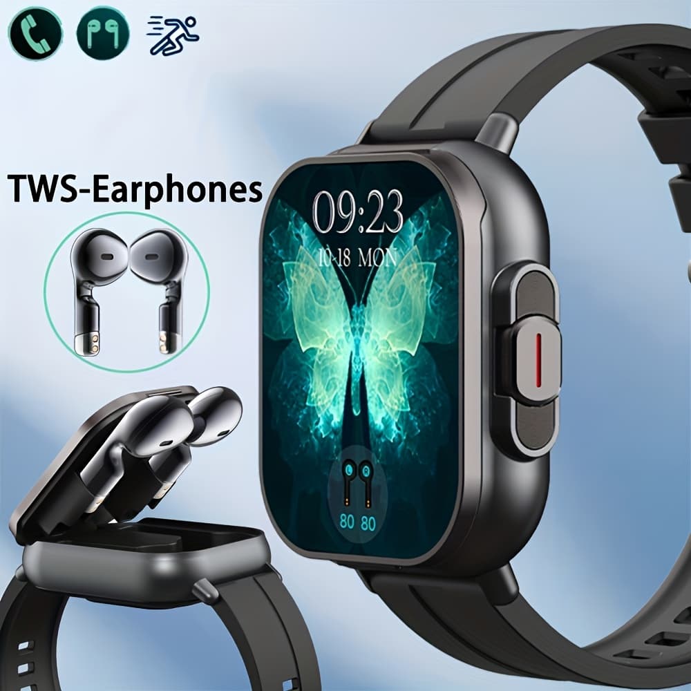 TEMU 2-in-1 Smartwatch And Wireless Earbuds For Men, Featuring Music Control And Sports With Activity Data