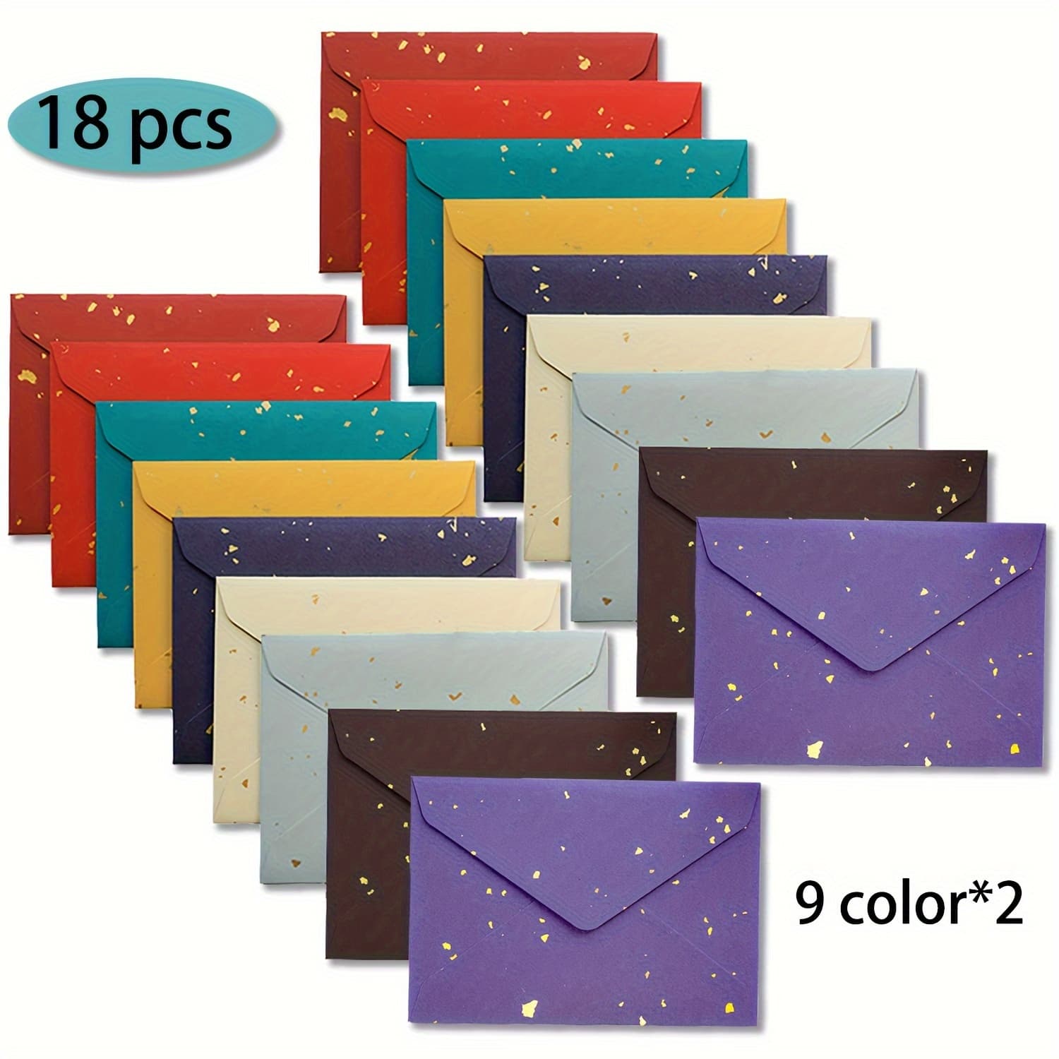 TEMU 18 Pack - 9 - 4x6 Inch - Triangular Vintage Paper Envelopes - Golden Sprinkled Envelopes - Card Envelopes - Invitation Envelopes - Postcard Envelopes - Suitable For