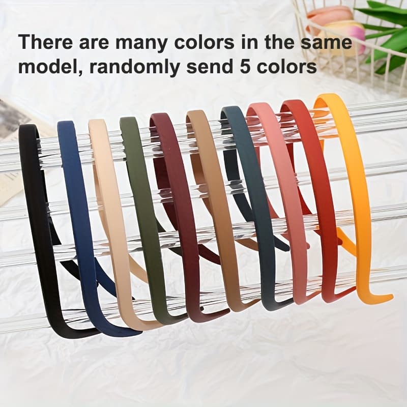 TEMU 5-pack Anti-slip Textured Headbands For Women | Glasses-compatible Slim Rings | Breathable Plastic Hair Additions | Non-pressure Fashion Hair Hoops (random Colours)