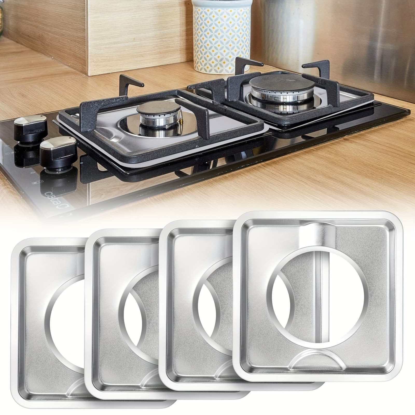 TEMU Set Of Burner Covers For Gas Stoves, Featuring A Design, Heat-resistant Drip Trays That Are Easy To Clean, Perfect For Kitchens, Barbecues, And Grills