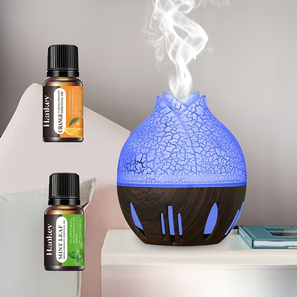 TEMU 130ml Usb Essential Oil Diffuser & Humidifier - 7 Color Led Lights, 4h Timer, Quiet Ultrasonic, With 2 Oils (peppermint & Orange) For Bedroom, Office, Spa