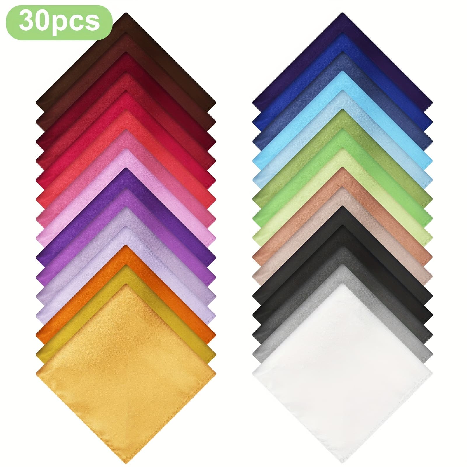 TEMU 30pcs Handkerchiefs For Men, Solid Scarves, Pocket Square, Men' Scarves, Ideal For Weddings, Crafts, Everyday Use, , Evening Parties, And