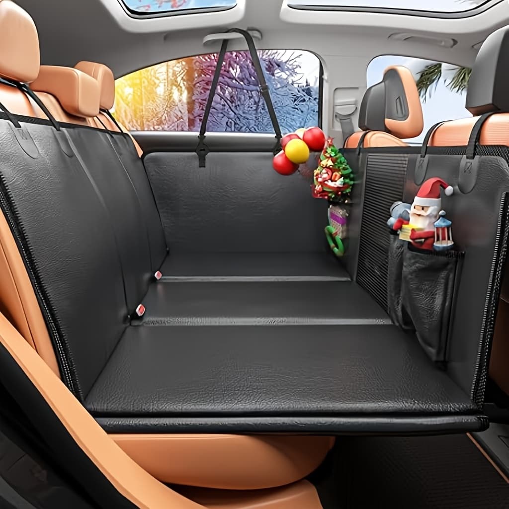 TEMU 2025 New Material Dog Car Seat Extension Pad | Hard Bottom, Scratch-resistant And Non-slip Dog Hammock, Suitable For Cars And Off-road Vehicles, Load-bearing 400 , Pvc Leather, Knit Fabric