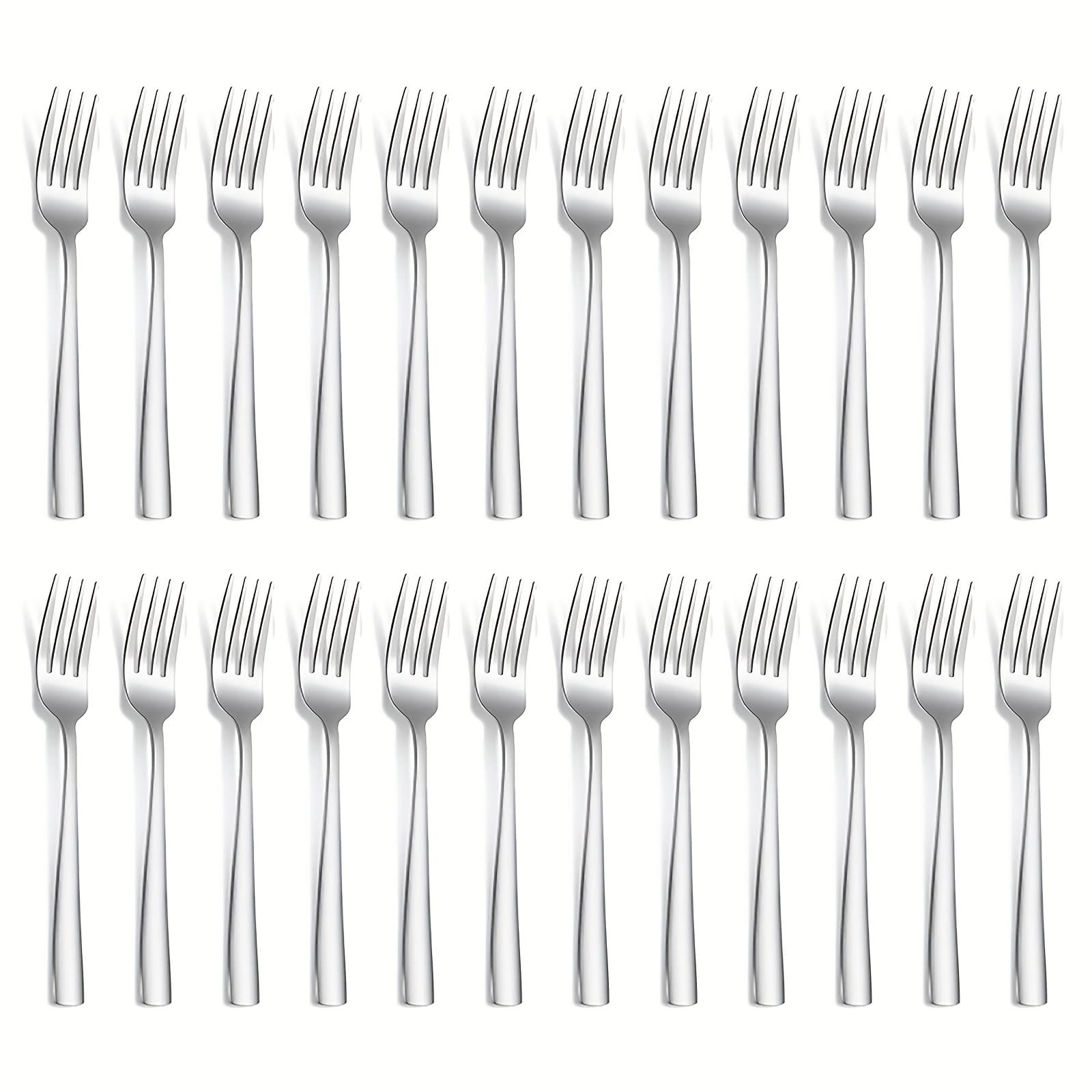 TEMU 24-pcs Stainless Steel Dinner Forks Set, 8 Inch Forks Silverware, Stainless Steel Forks, Mirror Polished Forks Silverware Set, Forks Use For Home, Kitchen Or Restaurant, Dishwasher Safe
