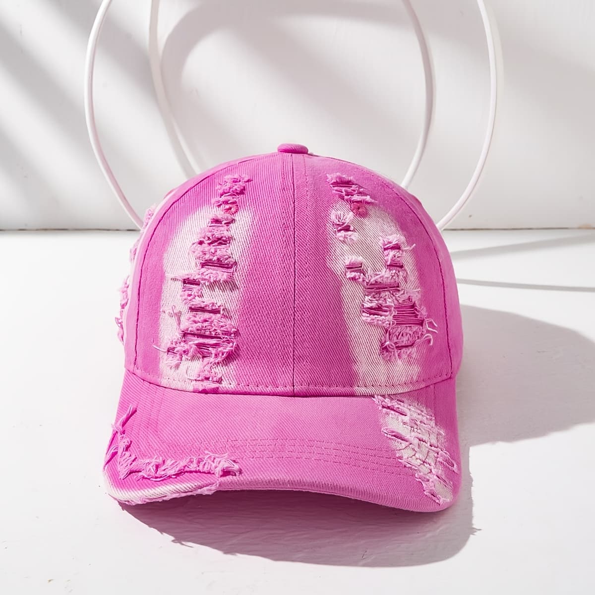 TEMU 1 Ripped Ombre Color Vintage Versatile Trendy Couple's Unisex Baseball