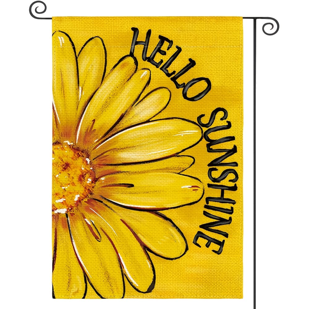 TEMU Hello Flag 12.5x18 Inch Double Sided Outside, Floral Daisy Yard Outdoor Flag Yellow