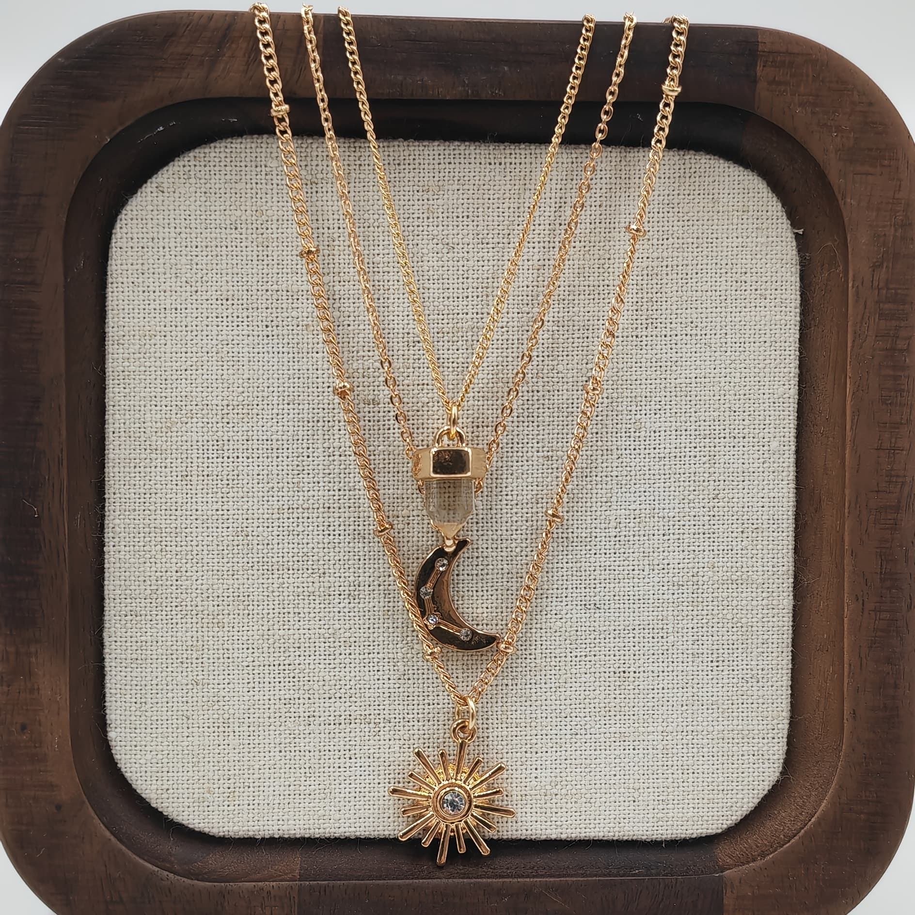 TEMU Bohemian Style Necklace With Sun And Moon Pendant, Vintage Mixed Style