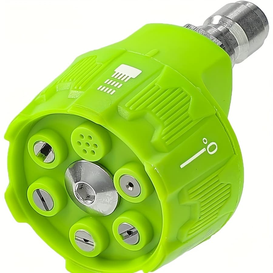 TEMU Universal Garden Cleaning With A 6-in-1 High-pressure Washer Spray Nozzle Featuring Adjustable Tips For Watering, Rinsing, And Applying Soap At Of 0, 15, 25, And 40 Degrees.