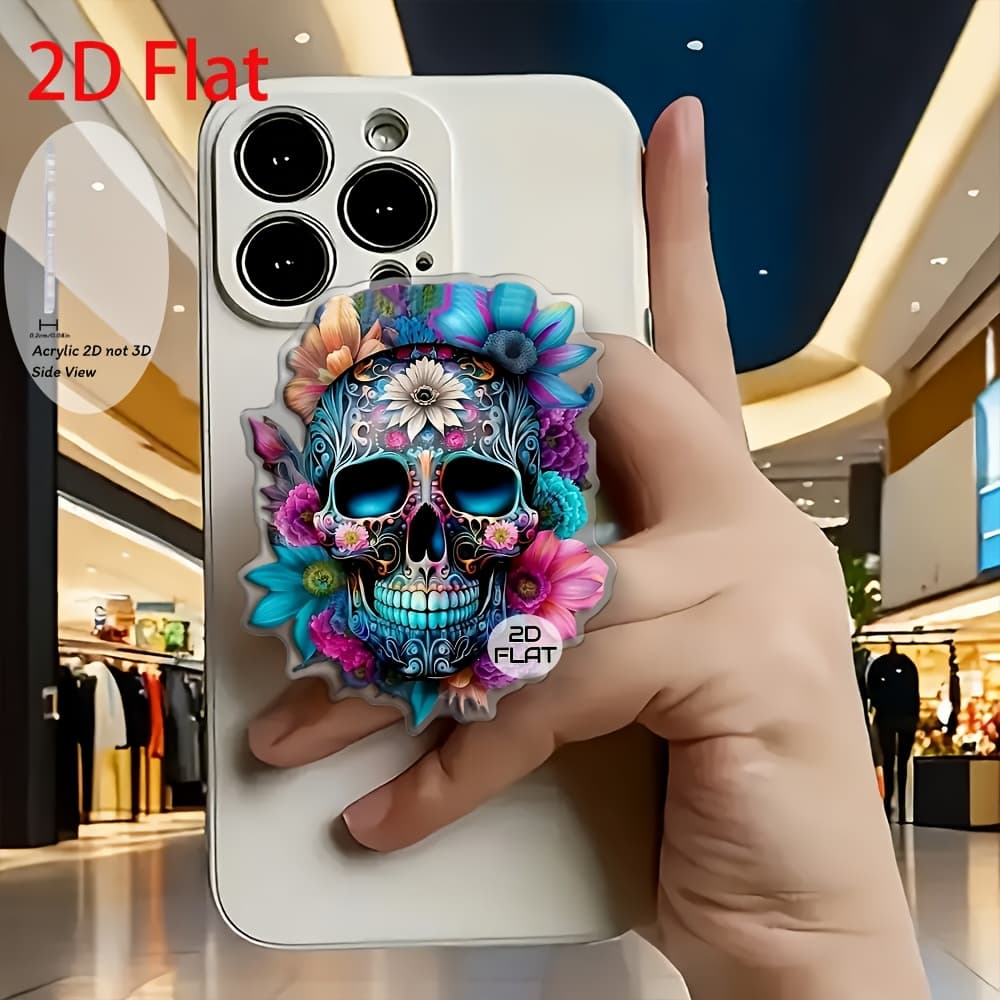 TEMU 2d Flat Fashion Flower Colorful Acrylic Retractable Mobile Phone Holder, Pop-up Mobile Phone Holder