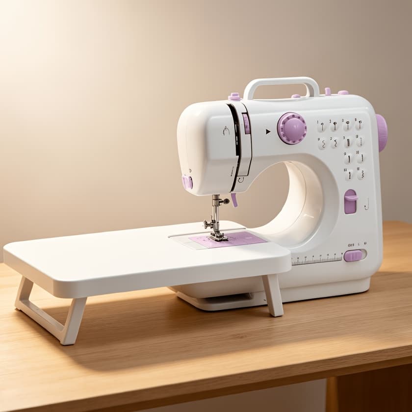 TEMU Portable Mini Electric Sewing Machine With Extension Table, 12 Stitches And Led Light, For Beginners, Crafts And Small Projects