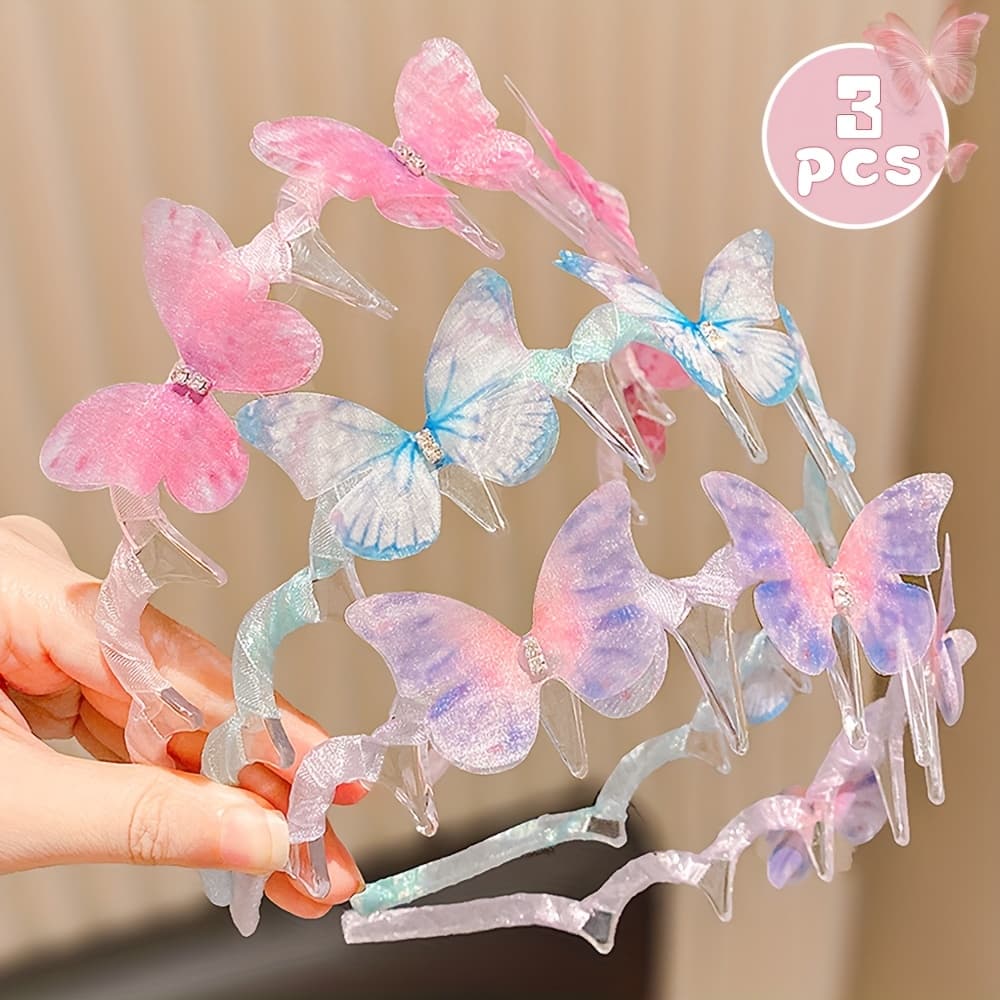 TEMU 3pcs Multicolor Transparent Gradient Dream Three-dimensional Headband Light Suitable As A Summer Gift For Cute, On - Fashion Hair Additions