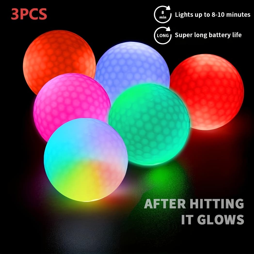 TEMU 3/6pcs Led Golf Balls - Impact-activated, , Long-lasting Night Golf Balls, Ideal For Valentine's Day, Christmas, And Halloween
