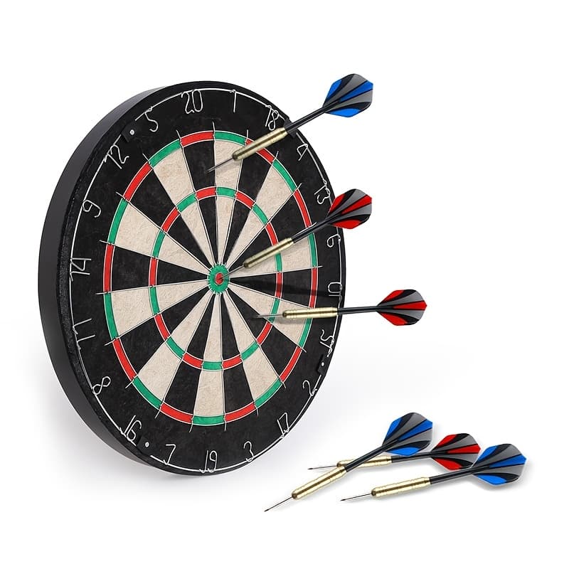 TEMU 18-inch Brazilian Premium Hemp Dartboard Complete With A 6pcs Dart Set, Designed For Professional Indoor Use, Featuring A Round Mesh And High-quality Sisal For Training And Competitive Play