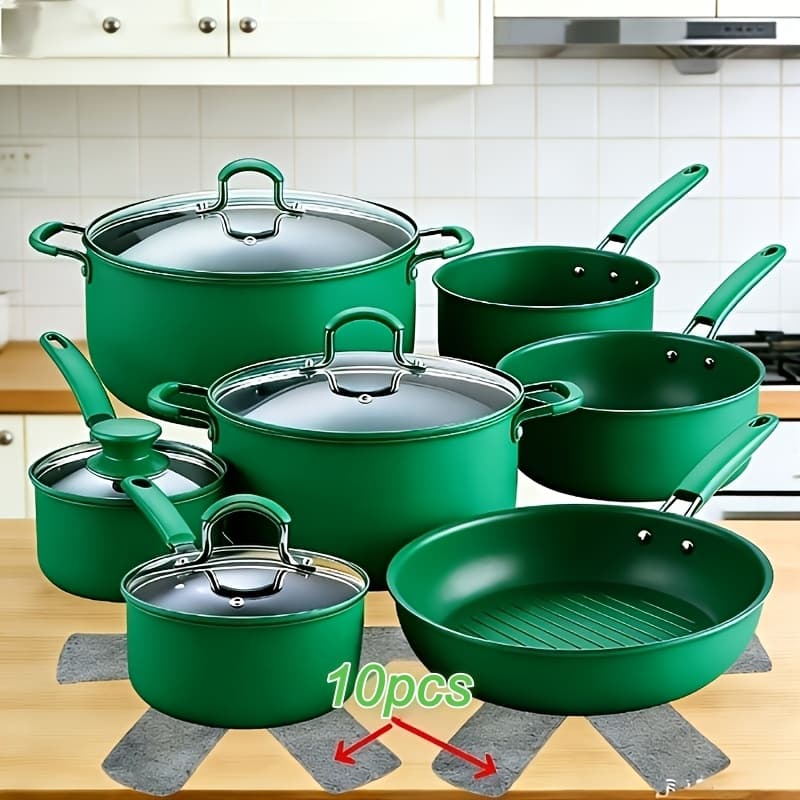 TEMU A 10pcs Pan Mat Set Made From Non-woven Fibers, Kitchen Utensils. Mats Feature Scratch- And Abrasion-resistant , Can Temperatures Up To 500°f/260°c, And Have A Surface.