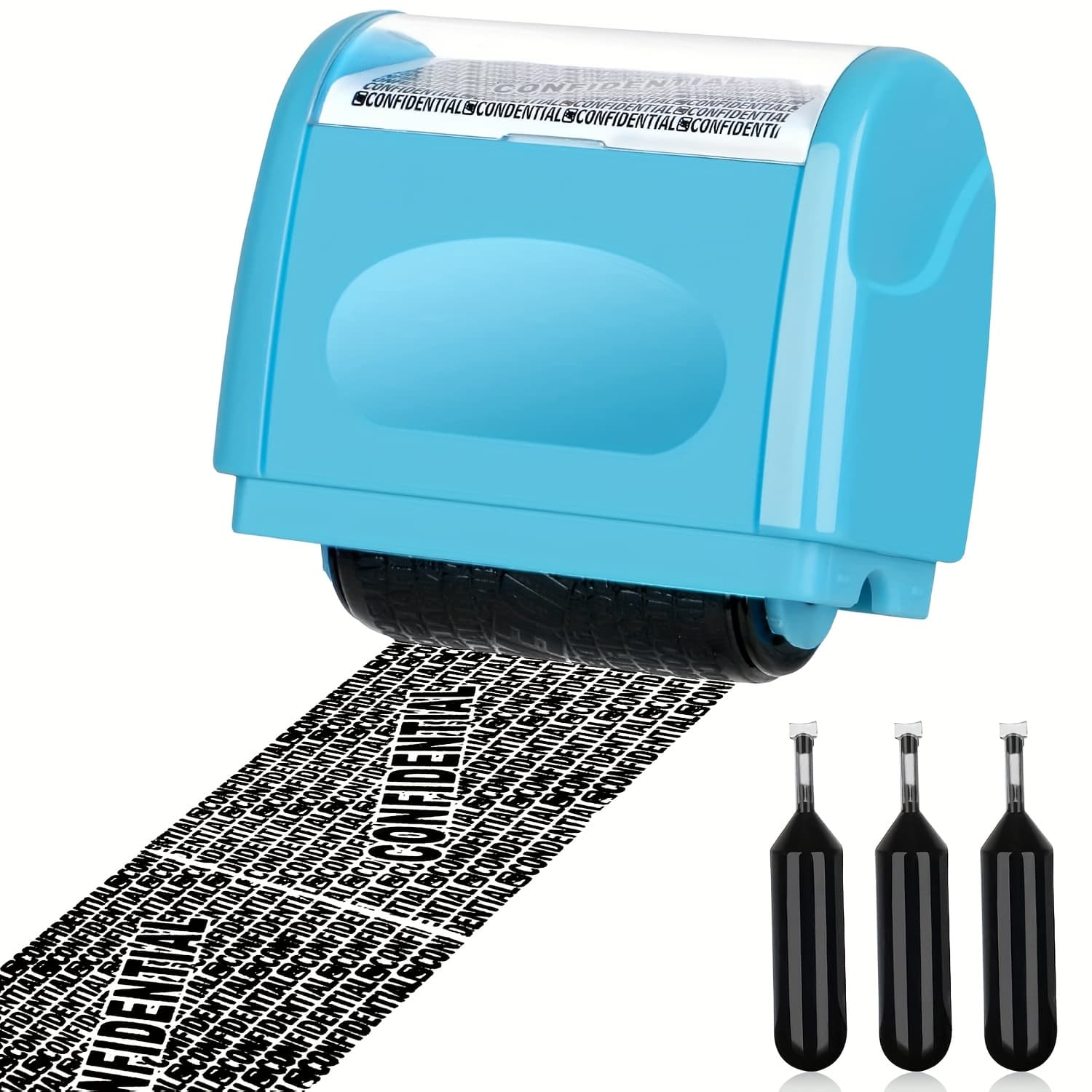 TEMU Privacy Roller Stamp, Wide Rolling Including 3pcs Of Refill Ink -for Confidentiality, Address Safety And Privacy Protection