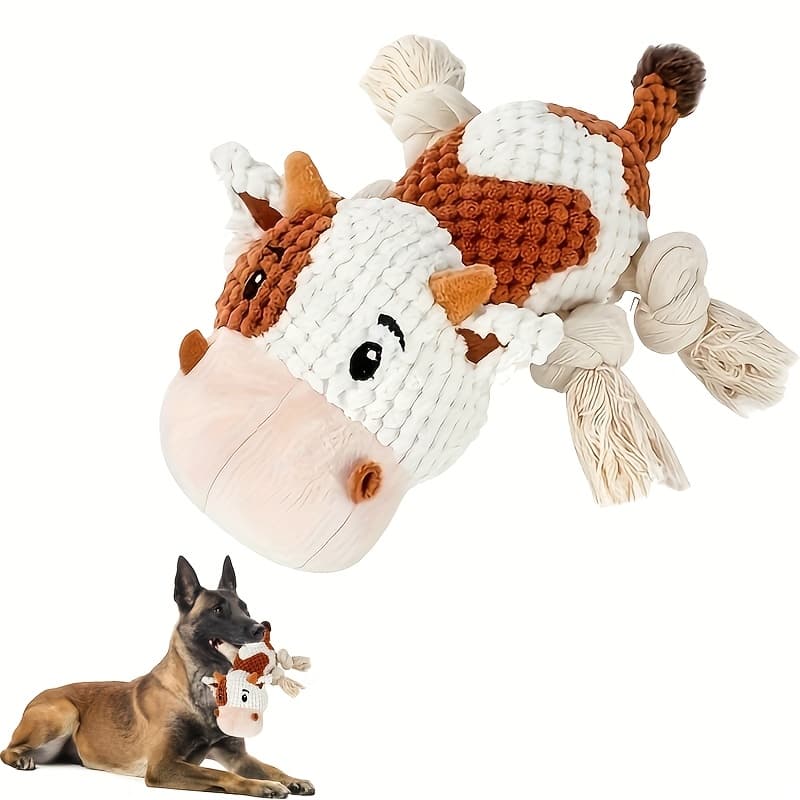 TEMU Interactive Plush Dog Toy For , Featuring A Cute Design With Crinkly Paper, Perfect For Chewing, And Suitable For Dogs Of All Sizes, Without Battery