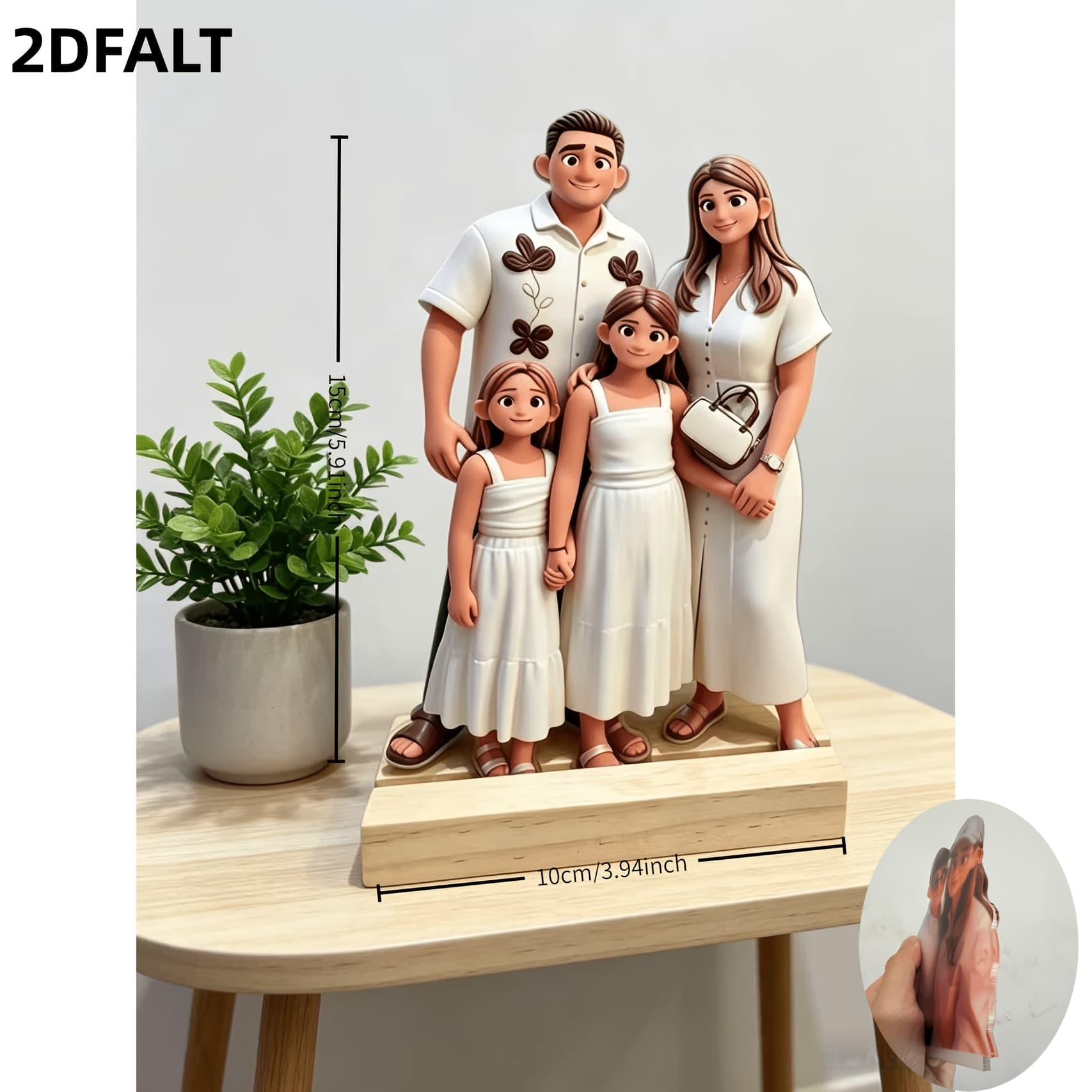 TEMU 2d Flat Personalized Custom Cartoon Photo Portrait - Cartoon Illustration, Acrylic Desktop Ornament, Vibrant Colors - Ideal Gift For - Couple Souvenir, Parents' Present - Holiday Gift