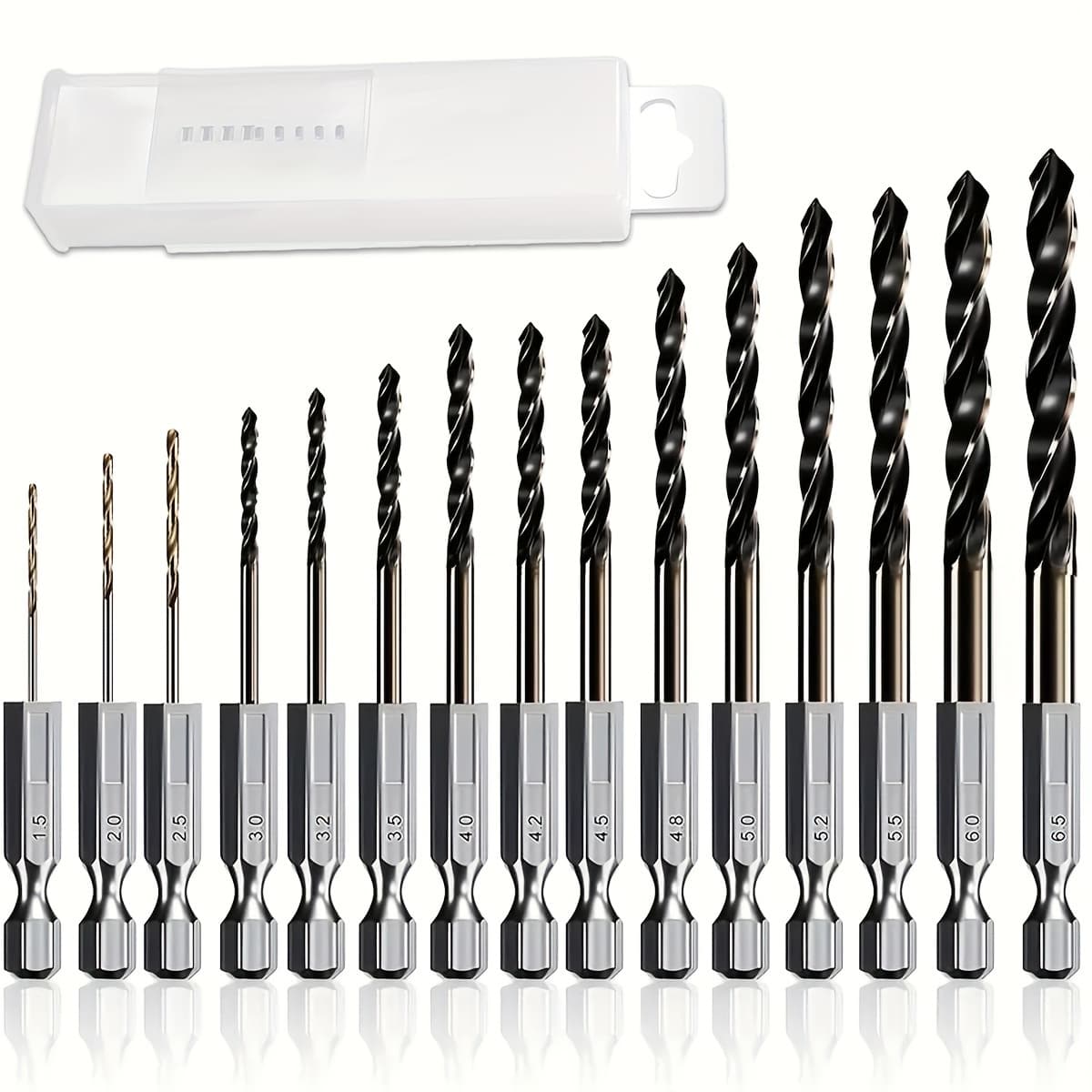 TEMU Hex Shank Cobalt Metric Drill Bit Set 15pcs (1.5mm-8mm), Quick Change High Speed Driver Hex Drill Bits For Metal, Wood, Plastic
