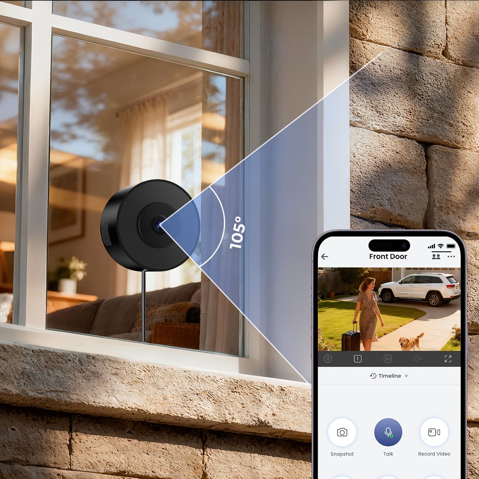 TEMU Wesecuu 2k Window Camera, 5ghz & 2.4ghz Wifi Indoor Cameras For Home Security With Blacklight Night Vision, Person & Detection, Real-time Alerts, 2-way Audio, 24/7 Recording, Easy &