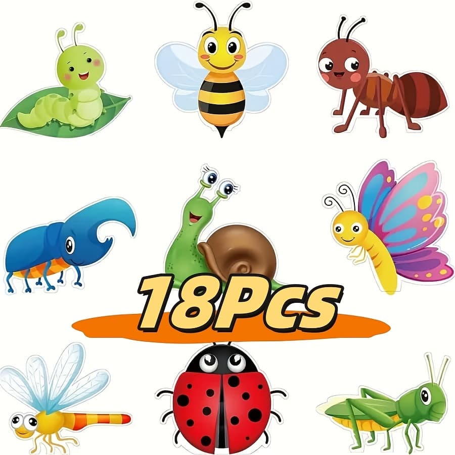 TEMU 18pcs/set Insect Animal Bulletin Board Cutouts - Back To School Classroom Decor, Rustic Farm Theme Wall Decoration With Bee Ladybug, Teacher Student Educational Supplies And Party Decor