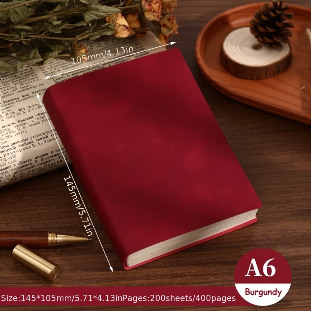 TEMU A6 Portable Thickened Retro Notebook & Sketchbook, Made Of Soft Leather With Blank Pages. Suitable For , Ideal As Student Diaries And Drawing Books. Size: 5.71 X 4.13 Inches