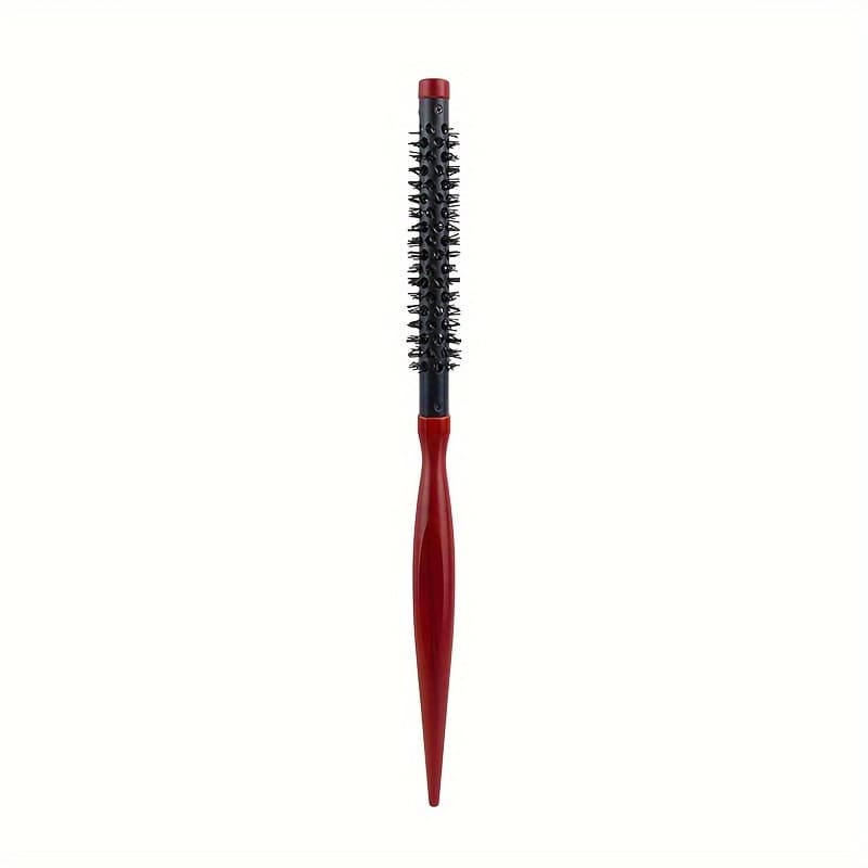 TEMU Extra Fine Small Round Hairbrush Hairstylist Root Nylon Bristle Rolling Brush Aluminum Tube Pointed Tail Comb Bangs